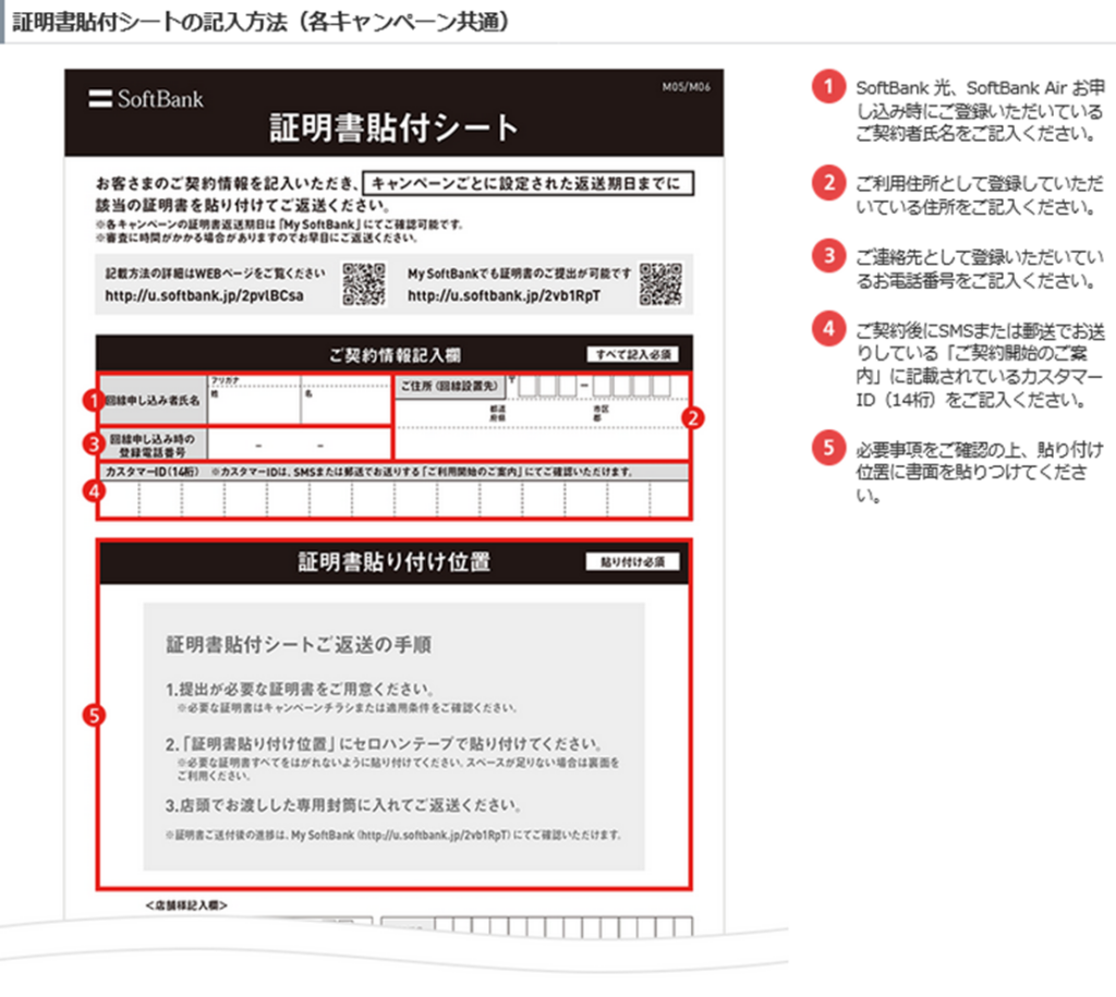 違約金還元の申請書の一例