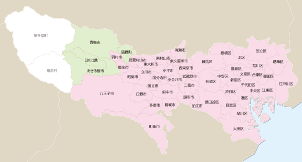 東京都の光テレビが視聴可能なエリア
